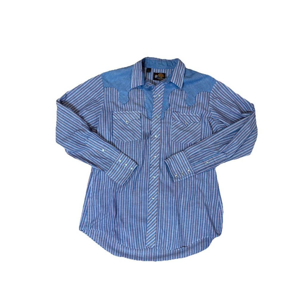 VTG Kenny Rogers By Karman Western Men's LG Shirt Pearl Snap USA Rodeo Country